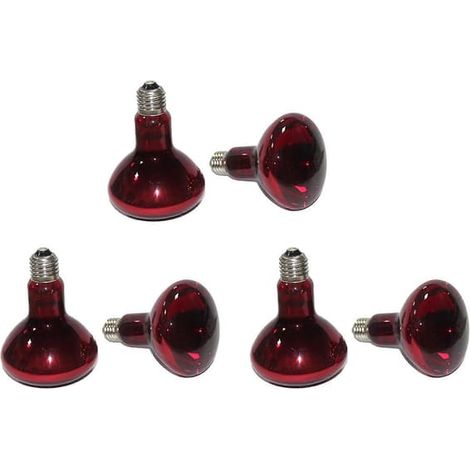 Éléments chauffants et lampes pour terrariums de reptiles et d'amphibiensLot de 6 lampes chauffantes infrarouges de 100 W pour reptiles, amphibiens et autres animaux (tortues, lézards, etc.). Rouge. (1/5)