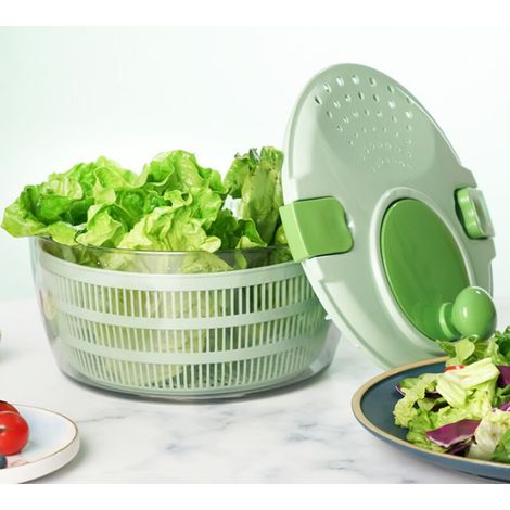5-in-1 Salatschleuder – 4-Liter-Gemüsetrockner, wäscht und schleudert Salat in 30 Sekunden, zeitsparender Küchenorganizer, ergonomisches Griffdesign