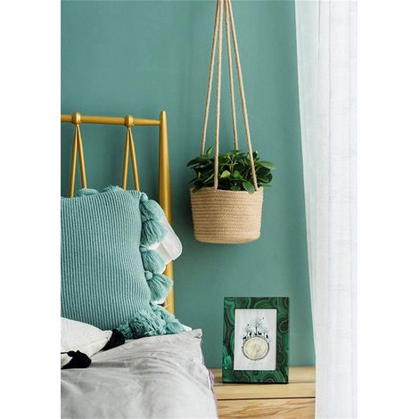 Panier Suspendu - Suspension Macramé en Cordon Coton - Pour Plantes Intérieur Extérieur - 5,5 x 28,7 Pouces - Fibre Végétale - 1 Pièce (1/3)