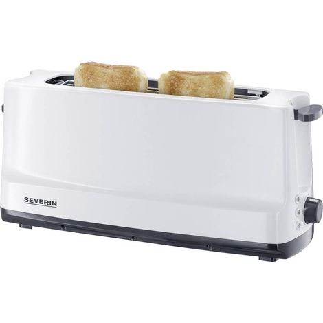 SEVERIN Tostapane Automatico A Fessura Lunga, Griglia Scaldapanini Integrata, Tcorpo In Acciaio Inox, Per Tostare, Scongelare E Riscaldare, 800 W, Bianco / Grigio, AT 2232 (1/5)