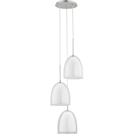 Alfa RONDA Modern 3-Light Pendant Ceiling Lamp, Chrome Finish with Clear Glass Globe Shades, 34cm x 100cm, E27 Bulbs Max 3x15W, Dimmable Compatible, for Living Room & Dining (1/4)