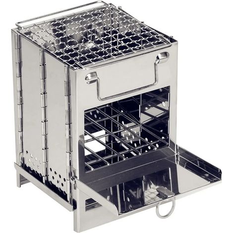 Réchaud à bois portable et pliable d'extérieur, grill à charbon de bois en acier inoxydable, barbecue léger, réchaud de camping, réchaud de cuisine portable (1/4)