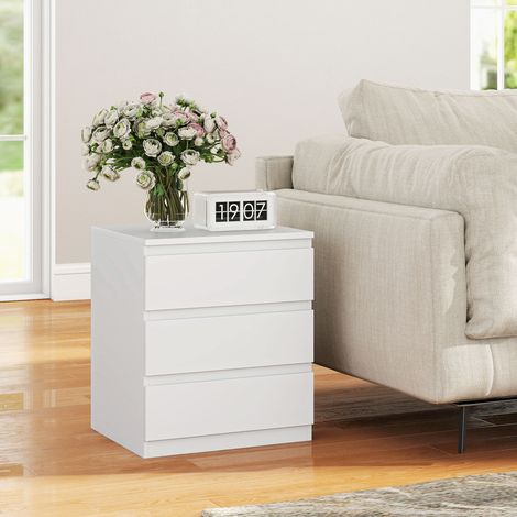 Cómoda 3 Cajones con Cierre Suave Cajonera para Salón Oficina Estilo Moderno 45x40x52,8 cm Blanco (1/5)