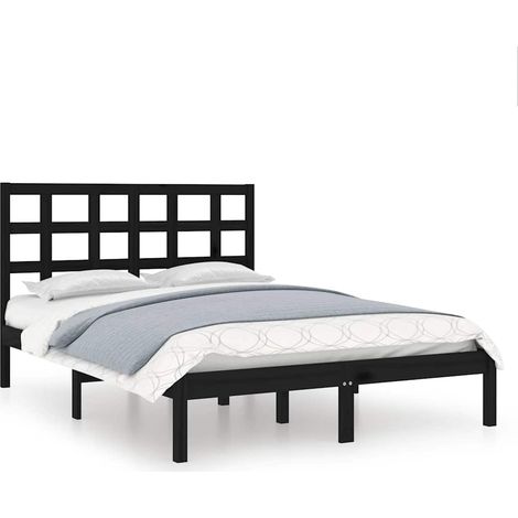 Maison Exclusive - Massivholzbett Schwarz 140x190 cm (1/5)