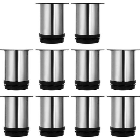 8 pièces pieds de meuble ronds réglables en hauteur 80 mm, acier inoxydable brossé, pieds de table basse ajustables Hei (1/4)