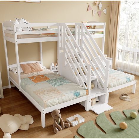 letto struttura letto triplo salvaspazio 90x200 bianco OKMYHOME (1/5)