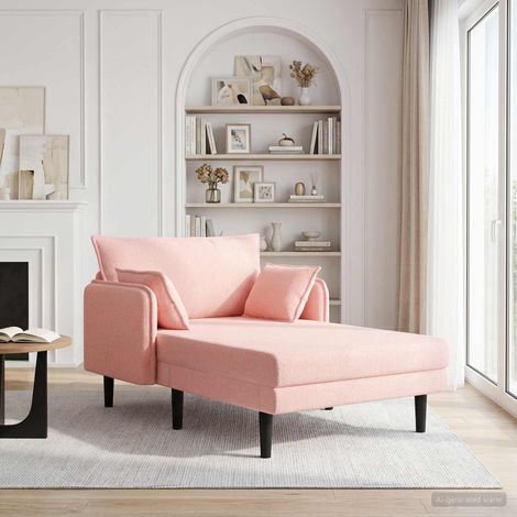 vidaXL Chaise longue de gran tamaño Rosa Bouclé (1/5)
