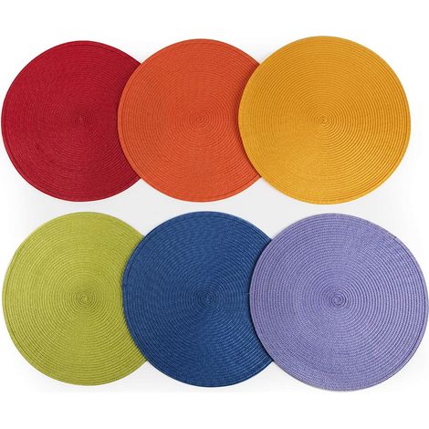 Round Lot de 6 Sets de Table, Polypropylène, Multicolore, Diametro 36 cm (1/5)