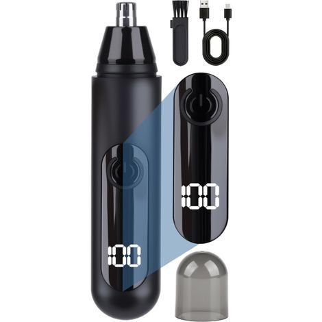 Tondeuse à Nez Rechargeable par USB, Coupe Poils Oreilles Indolore pour Hommes et Femmes, Lames à Double Tranchant Rasoir Nez, avec LED Écran, Lame Lavable, Nettoyage Facile (1/5)