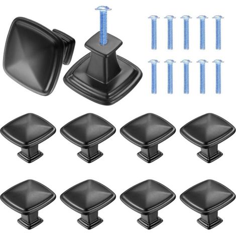 10 Pièces Poignee de Meuble Cuisine Noir, Tiroir de Poignée Porte, Bouton de Meubles Cuisine de Porte1,2 po/30 mm, Poignées de Meuble pour Placard (1/4)
