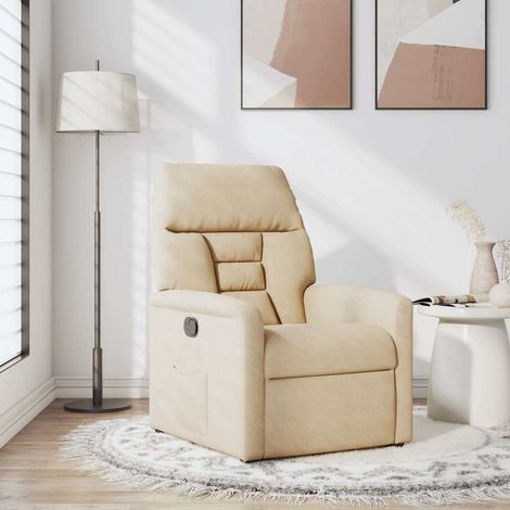Fauteuil de Salon,Chaise,Fauteuil inclinable crème tissu microfibre CFW464068 (1/5)