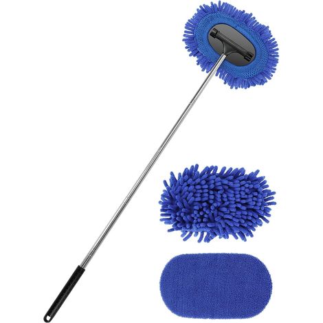Outil de Nettoyage de Pare-Brise de Voiture de Voiture Essuie-Glace Raclette de Lavage Brosse Extra Large Tampon en Microfibre Lavable Poignée (1/5)