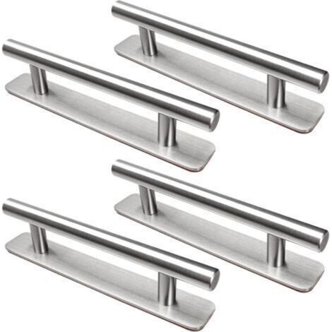 4 Pièces Poignée de Meuble Autocollante, 148 mm Poignée de Cuisine en Acier Inoxydable, Poignée de Meuble Sans perçage, Pour armoire, cuisine, porte coulissante, porte de balcon, (1/5)