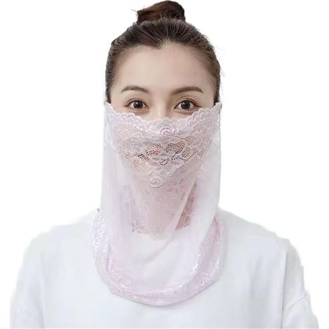 Accessoire de visage en dentelle résistant aux UV pour femme en mousseline de soie polyester respirant pour la sécurité estivale au soleil (1/5)