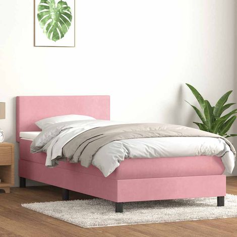 Boxspringbett mit Matratze & LED Rosa 80x220 cm Samt