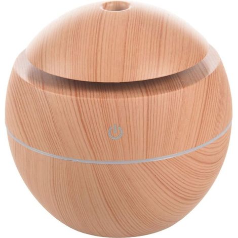 Humidificateur USB - Diffuseur d'huiles essentielles - Diffuseur à ultrasons - Humidificateur d'air - Purificateur d'air - 7 couleurs changeantes - Veilleuse LED pour la maison - Bois clair (1/5)