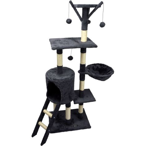 Arbre à chat avec 4 plateformes et 4 jouets - Gris - L 50 x L 35 x H 138 cm - Livraison gratuite (1/5)