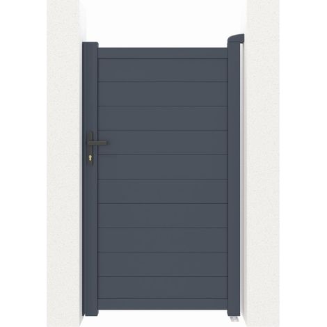 Portillon battant aluminium anthracite 100x173 cm accessoires inclus (1/5)