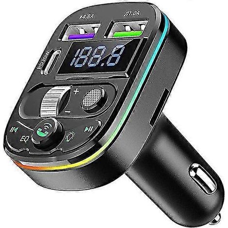 Kit mains libres Bluetooth pour voiture, lecteur MP3, chargeur rapide PD20W, adaptateur pour appels mains libres avec éclairage d'ambiance (1/5)