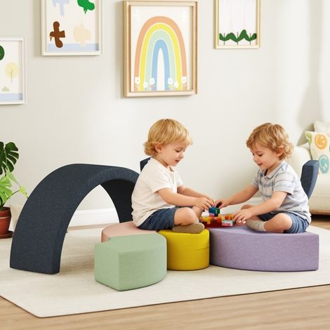 Set de 7 bloques de escalada de espuma 107x107x30 cm multicolor para interior – MEUBLIV (1/5)