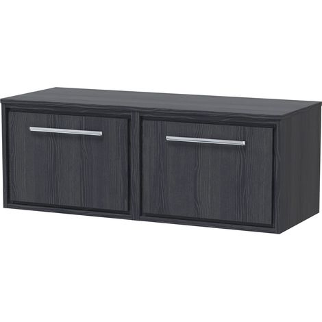Longnor 1 Drawer Wall Hung Vanity Unit with Worktop, Woodgrain Graphite Grey, 600mm