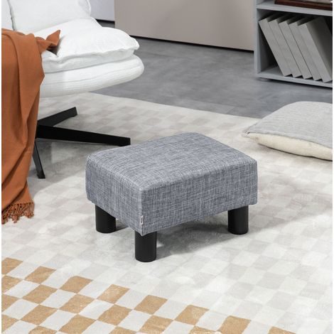 CHICFURN Pouf rettangolare 40 x 30 x 24 cm in lino grigio, poggiapiedi e seduta extra (1/5)