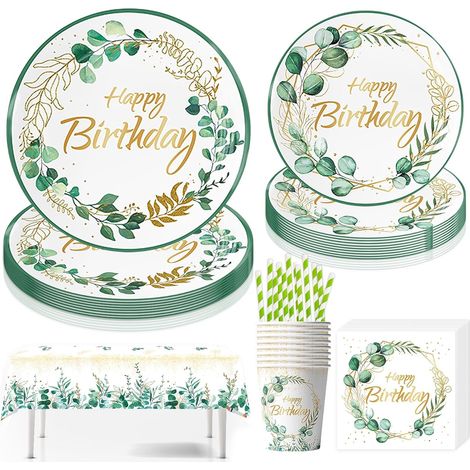 Kit Vaisselle Anniversaire,Party Set, assiettes, serviettes et gobelets, décoration de table, décoration d'anniversaire,Assiette Carton Papier Tasses Serviettesr Nappe pour Fête de Noël (1/5)