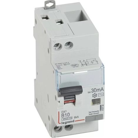 Legrand 410734 Differential Circuit Breaker DX≥ 4500 - screw/screw - U+N 230V 10A 30mA 6kA 2M - curve B - typeAC