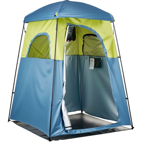 Tente de douche portable pour camping, 1 pièce, cabine d'aisance privée avec sac de douche, sardines, cordes, sac de transport et piquets, tissu Oxford 150D enduit argenté, pour camping et pêche (1/5)