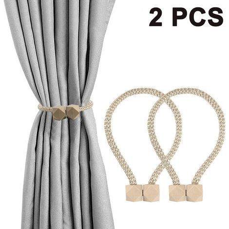 Embrasses de rideaux magnétiques 2 pièces, attaches de rideau pratiques, support de retenue pour attaches de rideaux décoratifs pour rideaux de fenêtre, aucun outil requis