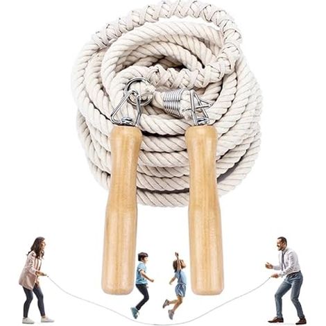 Jump Rope Groups, Jumping Rope Multiplayer, Team Length Rope Jump with Wooden Handle for School Sport Activity 5 Meters -7 Meters -10 Meters (1/5)