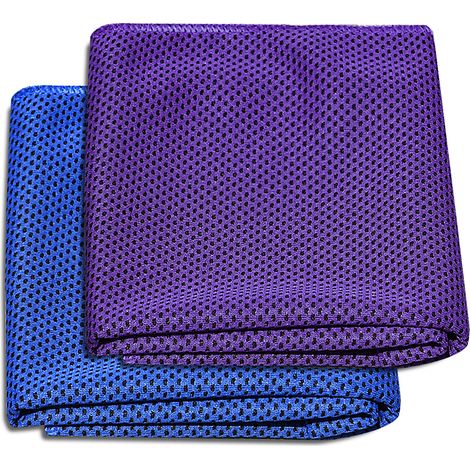 Lot de 2 serviettes rafraîchissantes, douces et respirantes, idéales pour les voyages, la salle de sport, le fitness, le yoga, le sport, la course à pied, le camping et la randonnée. (1/5)