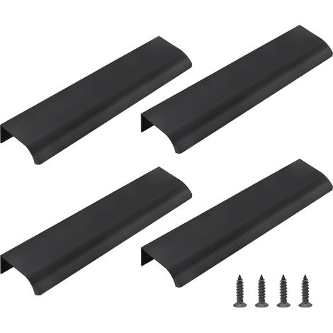 Lot de 6 poignées carrées invisibles moderne pour tiroir cuisine, poignée tirage dissimulée fixation invisible (1/5)