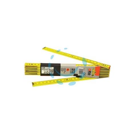 DOPPIOMETRO IN LEGNO GIALLO - testata rosso/nera con bollo
