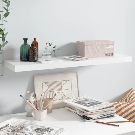 Floating Wall Shelf High Gloss White 90x23.5x3.8 cm MDF vidaXL (1/5)