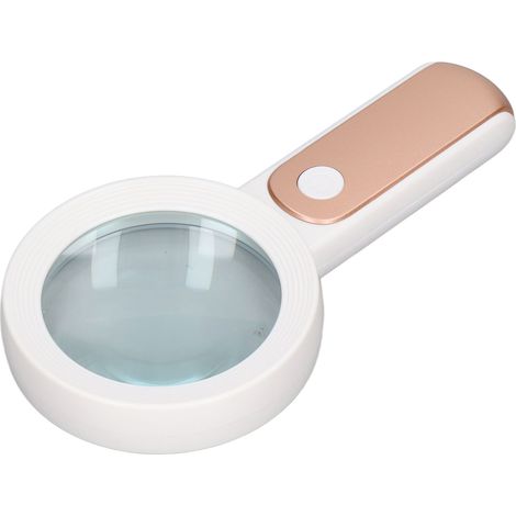 Loupe à Main Ultra Légère 30X Optique Haute Définition avec Lampe LED pour Lecture, Or Rose et Blanc (1/5)