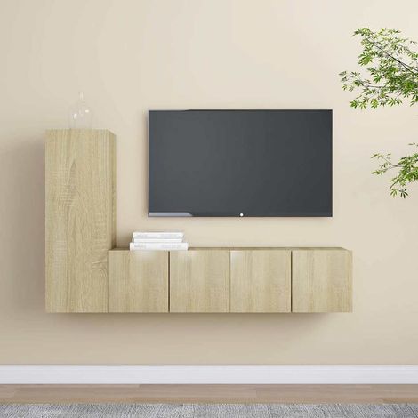 vidaXL 3 Piece TV Cabinet Set Sonoma Oak Engineered Wood (1/5)