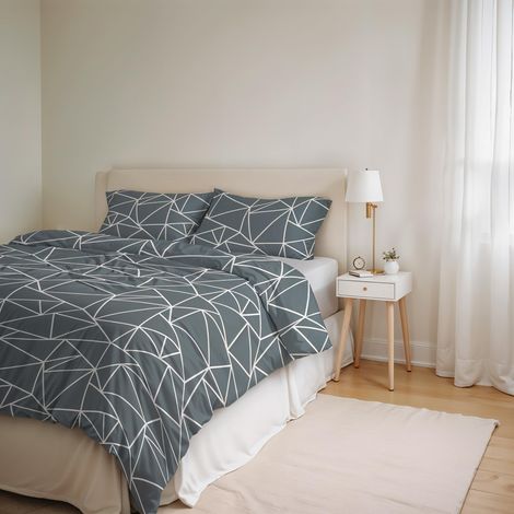 Housse de Couette en Coton, lit Double, modèle : Marte, confectionné en Italie (1/5)