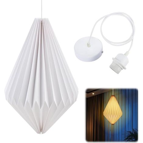 Paper Lampshade with Cable Suspension Light e27 Origami Pendant Light (1/5)