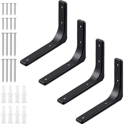 Supporti mensole angolari parete 20,3 cm Set 4 Neri (1/4)