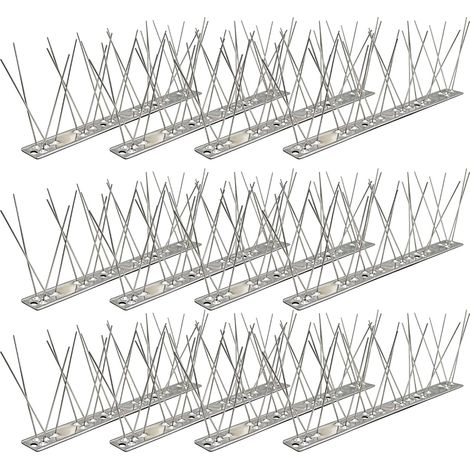 Pics Anti Pigeon INOX (1m, 4 pcs à 25cm) - Kit Répulsif Oiseaux 304 avec 8 Vis & 8 Colliers - pour Balcon, Gouttière, Toit & Fenêtre - Contre Corbeaux (1/5)