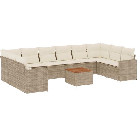 Set Divani da Giardino 11 pz con Cuscini Beige in Polyrattan vidaXL (1/5)