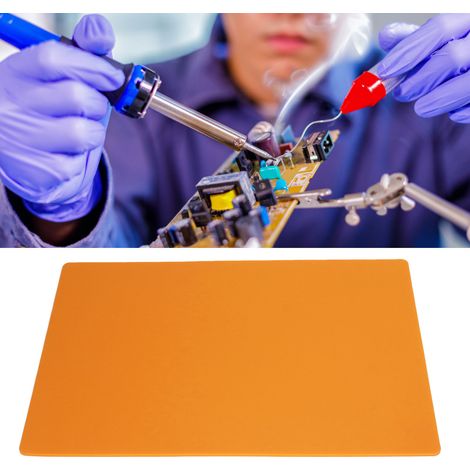 Coussinet isolant thermique en silicone orange pour la réparation de circuits imprimés électroniques industriels (500 x 350 x 5 mm). (1/5)