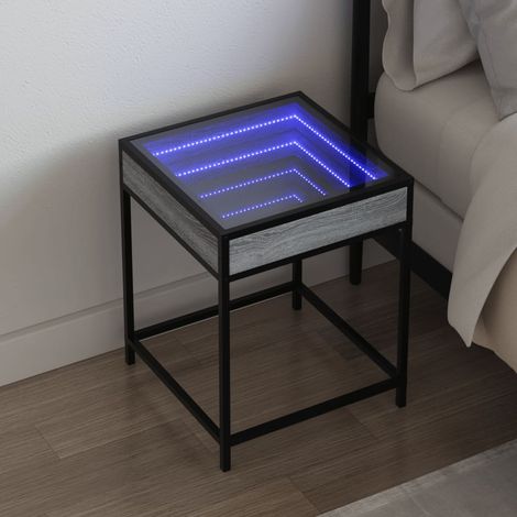 Mesa de centro con Infinity LED gris Sonoma 40x40x51 cm vidaXL (1/5)