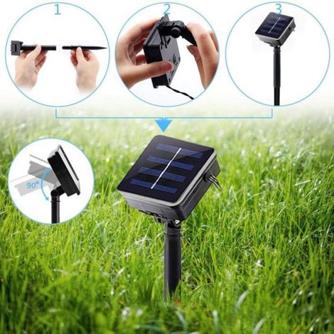 Guirlande lumineuse papillon solaire étanche pour extérieur, 5 mètres de long, 20 LED, sur la pelouse (1/4)