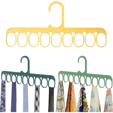 Porte Cravates Homme Écharpe Cintre Organisateur pour Garde-Robe Ceinture De Rangement Anneau Cintre 3Pcs (1/5)