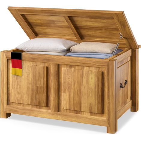 CASARIA® Holztruhe mit Stauraum und Deckel aus Holz 85x44x48 cm mit Gasdruckheber Antik Groß Truhenbank Couchtisch Truhe