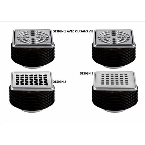 Schluter – Grille siphon intégrée 100x100mm – Acier inoxydable brossé – Siphon Ø90mm avec clapet anti-odeurs – Pour évacuation douche à l'italienne
