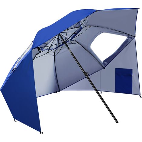 Jiubiaz Ombrellone da spiaggia orientabile UV50+ 210 x 230 cm, ancoraggio a spirale antivento, borsa da trasporto inclusa Blu