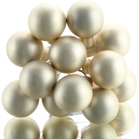 Mini-Weihnachtskugeln Pearl beige am Draht matt Ø 2,5 cm aus Glas - 12er Set